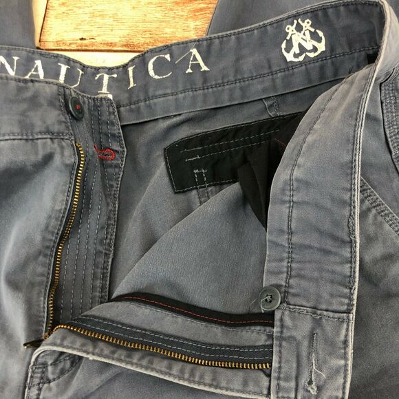 Nautica Men's Straight Leg Chino Casual Pants 38X30 Blue 100% Cotton Flat Front - Picture 6 of 6